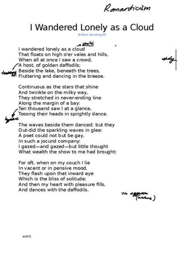An Exploration Of Language In "I Wandered Lonely As A Cloud"