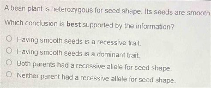Having Smooth Seeds Is A Dominant Trait. Both Parents Had...