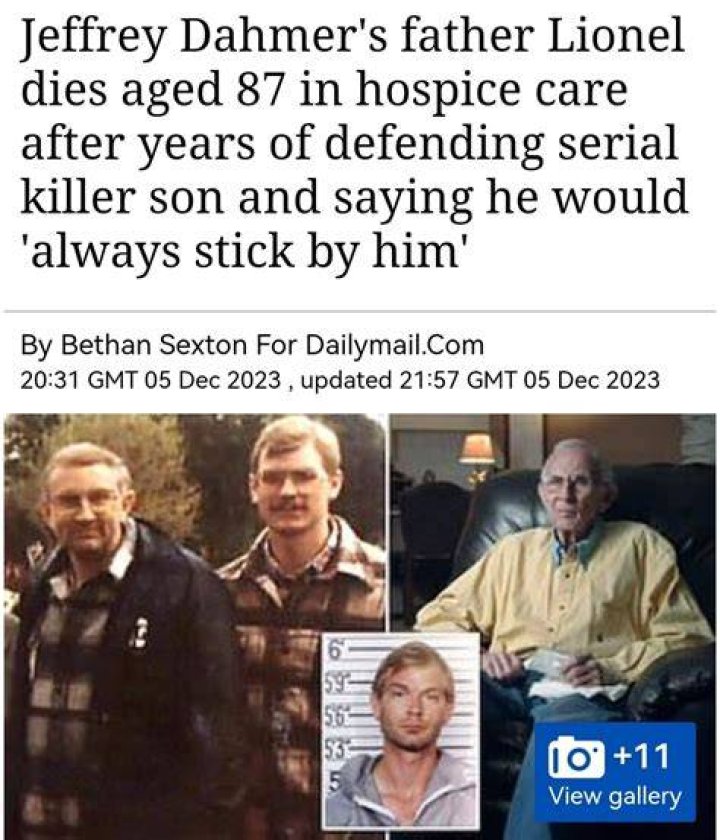 Jeffrey Dahmers father, Lionel Dahmer dies at 87 ·