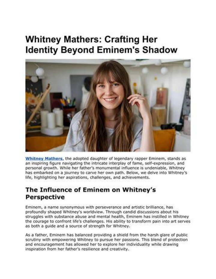 Whitney Mathers: Eminem's Daughter And Her Story